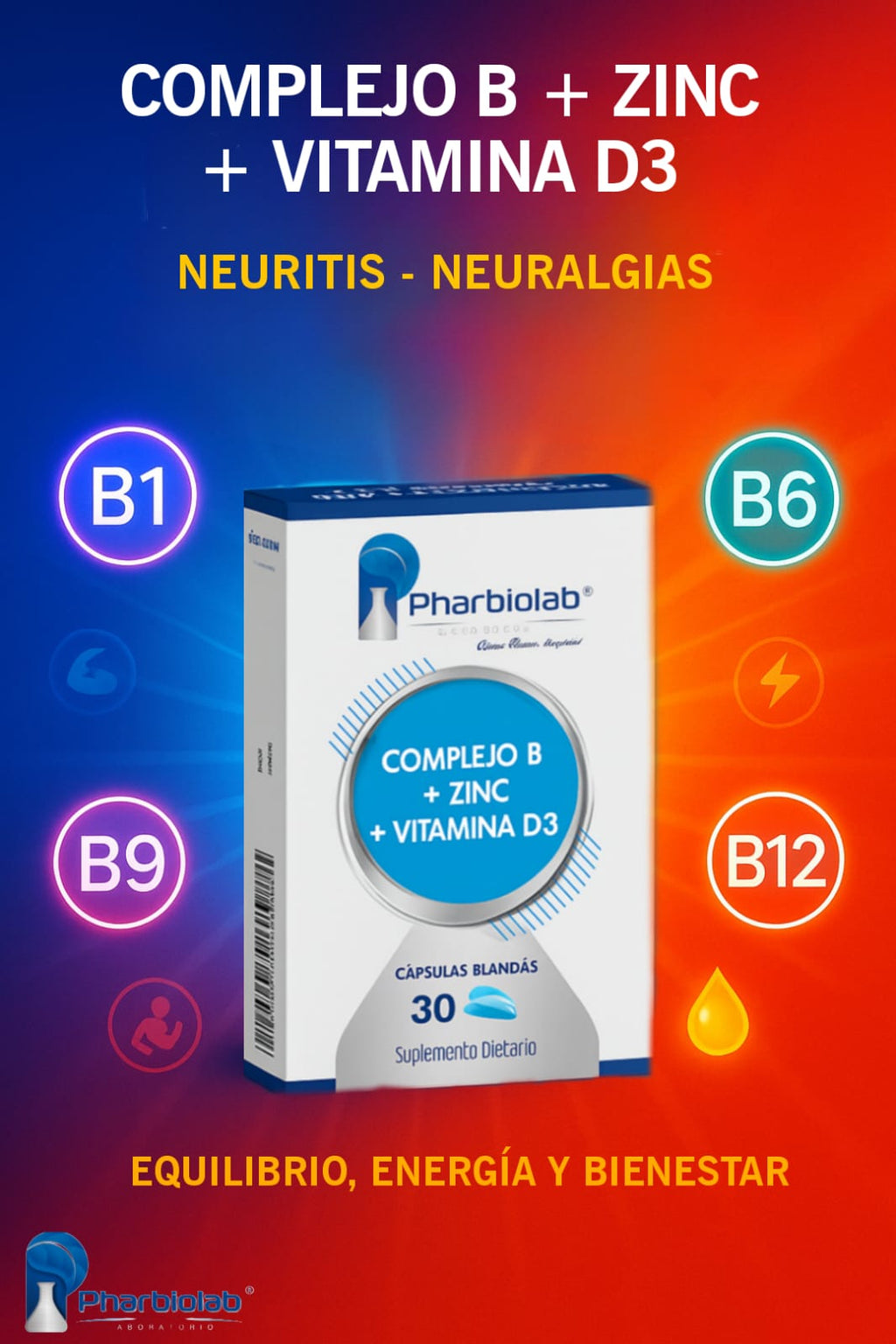 COMPLEJO B  + ZINC + VITAMINA D3 X 30 CAPSULAS